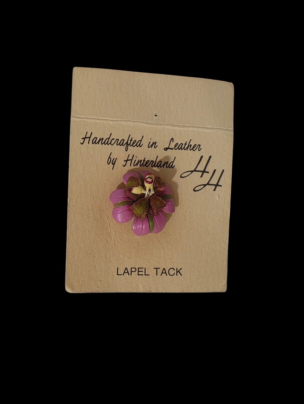 vintage Hinterland Canada handcrafted leather fireweed pink flower lapel tac pin